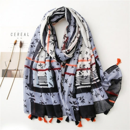 New Fashion Million Polka Floral Fringe Viscose Shawl Scarf Lady High