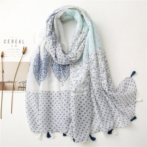 New Fashion Million Polka Floral Fringe Viscose Shawl Scarf Lady High