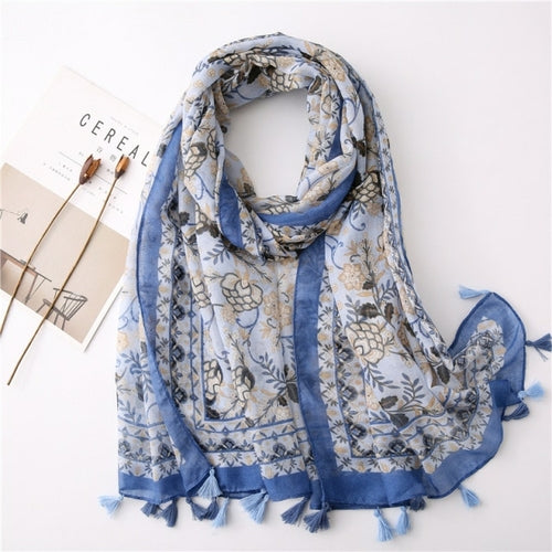 New Fashion Million Polka Floral Fringe Viscose Shawl Scarf Lady High