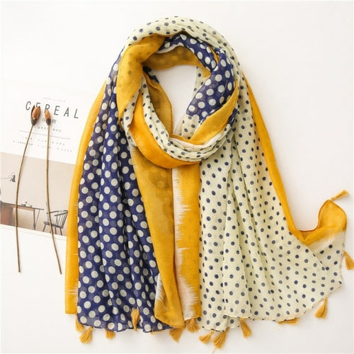 New Fashion Million Polka Floral Fringe Viscose Shawl Scarf Lady High