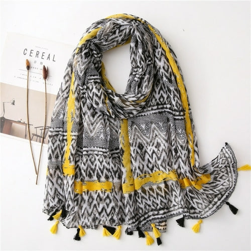 New Fashion Million Polka Floral Fringe Viscose Shawl Scarf Lady High