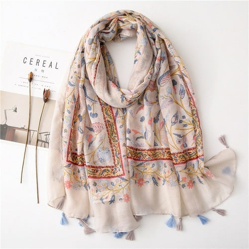 New Fashion Million Polka Floral Fringe Viscose Shawl Scarf Lady High