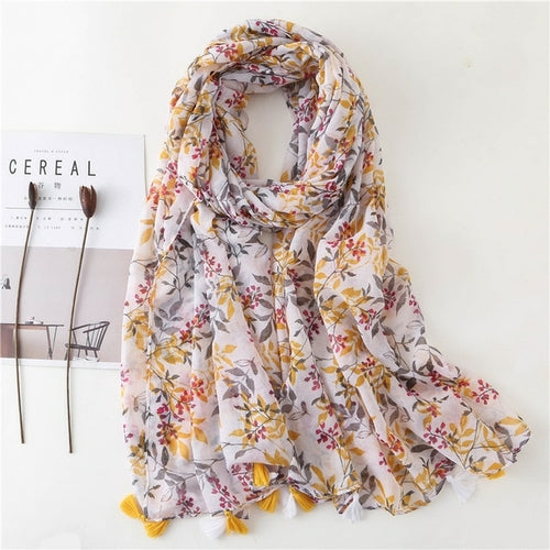 New Fashion Million Polka Floral Fringe Viscose Shawl Scarf Lady High