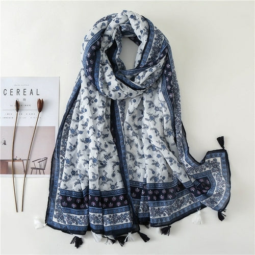 New Fashion Million Polka Floral Fringe Viscose Shawl Scarf Lady High