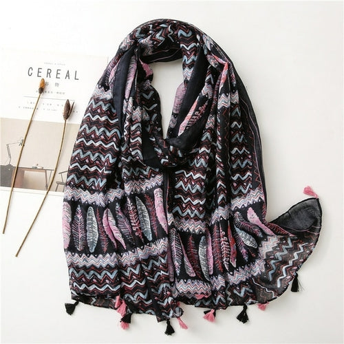 New Fashion Million Polka Floral Fringe Viscose Shawl Scarf Lady High