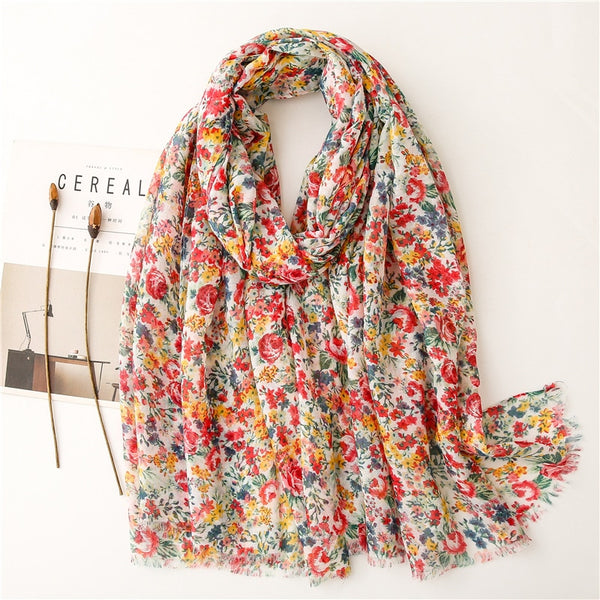 New Fashion Million Polka Floral Fringe Viscose Shawl Scarf Lady High