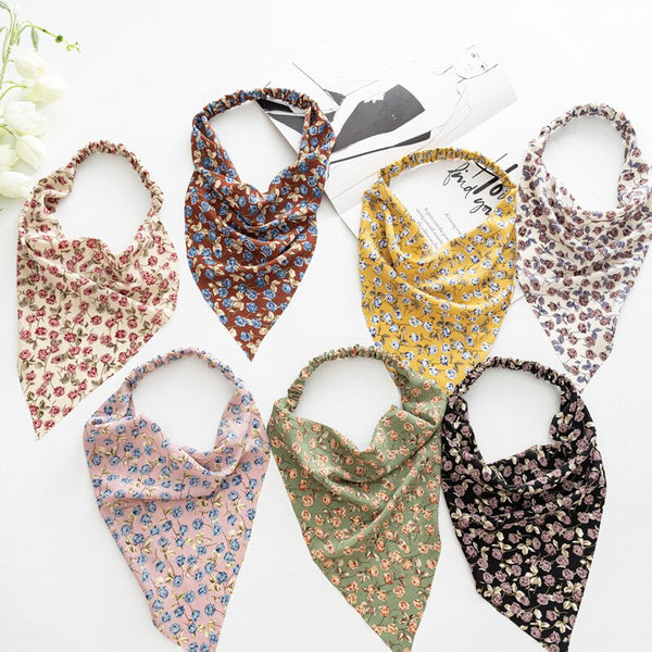 New Floral Print Triangle Bandanas Women Scrunchies Headband Bohemian