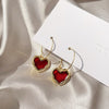 Enamel Red Heart Earrings Hanging Classic