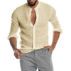 New Men's Casual Blouse Cotton Linen Shirt Loose Tops Short Sleeve Tee