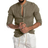 New Men's Casual Blouse Cotton Linen Shirt Loose Tops Short Sleeve Tee