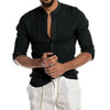 New Men's Casual Blouse Cotton Linen Shirt Loose Tops Short Sleeve Tee