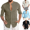 New Men's Casual Blouse Cotton Linen Shirt Loose Tops Short Sleeve Tee