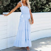 New Sexy Off Shoulder Sleeveless Long Dress Fashion Summer Plaid