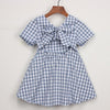 New Summer Baby Girl Clothes Short Sleeve Plaid Princess Dress Kids