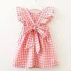 New Summer Flying sleeve Plaid Baby Girl Clothes Ruffles Backless