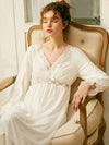New Vintage Cotton Women's Long Nightgowns Long Sleeve Sweet White