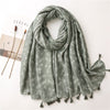 New design women scarf Dark green fashion cotton print shawls for