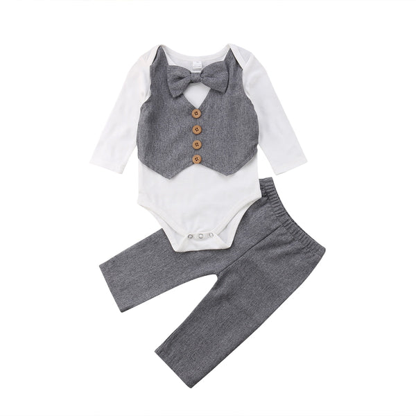 Newborn Baby Boys Gentleman Outfits With Bow Toddler Party Wedding