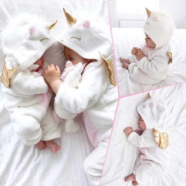 Newborn Baby Girls Winter Warm Rompers Coats Unicorn