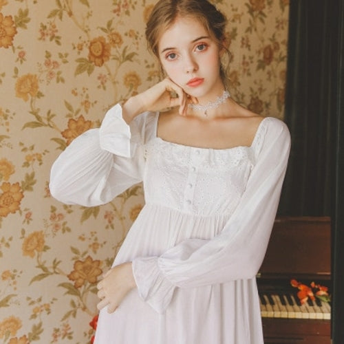 Nightgowns Long Sleeve Autumn Sleepwear Embroidered Viscose Nightwear