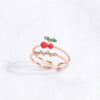 ONEVAN Rhinestones Sweet Fruit Red Strawberry Open Adjustable Finger