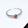 ONEVAN Rhinestones Sweet Fruit Red Strawberry Open Adjustable Finger