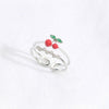 ONEVAN Rhinestones Sweet Fruit Red Strawberry Open Adjustable Finger