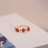 ONEVAN Rhinestones Sweet Fruit Red Strawberry Open Adjustable Finger