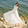 Ordifree 2021 Summer Boho Women Maxi Dress Hollow Out White Lace Sexy