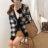 Plaid Printed Cardigan Women Knitted Sweater