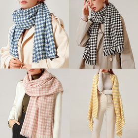 Plaid Scarf Women Imitation Cashmere Scarves Winter Vintage Soft Warm