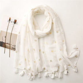 Plain Lurex Glitter Tiger Pattern Tassel Viscose Shawl Scarf Women