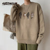 Pullovers Men Print O neck Long Sleeve Knitted Baggy Elasticity