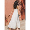 Pure white special hollowed out A line lady sundress fit summer