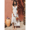 Pure white special hollowed out A line lady sundress fit summer