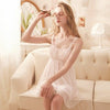 QWEEK Lace Mesh Kawaii Sleepwear Princess Nightdress Women Sexy