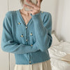 REALEFT Autumn Winter Embroidery Women's Knitted Cardigans 2021 New