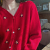 REALEFT Autumn Winter Embroidery Women's Knitted Cardigans 2021 New