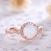 ROMAD Dainty Round Fire Opal Rings for Women Rose Gold CZ Engagement