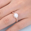 ROMAD Dainty Round Fire Opal Rings for Women Rose Gold CZ Engagement