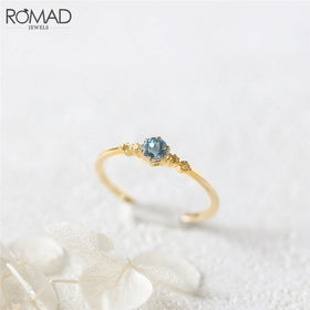 ROMAD Delicate Blue CZ Crystal Engagement Rings for Women Bridal Rings