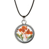 Real Natural Dried Flower Necklace Round Glass Pendant Necklace