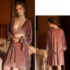 Pure Romance Three Piece Velvet Night Robe & Nightdress Set