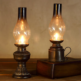 Nostalgic Kerosene Lamp Resin Candlestick Figurine Vintage Horse