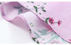 Retro Palace Pink Daisy Print Silk Party Dress Puff Sleeve Female