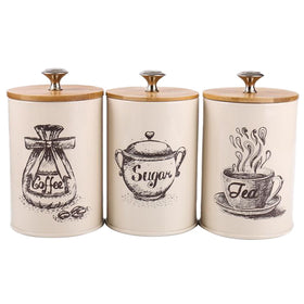 Retro Tea Coffee Sugar Kitchen Storage Canisters Jars Pots Containers