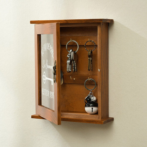 Wall Mount Key Rack Storage Box Shelf Wooden Cabinet Cubby