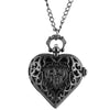 Romantic Heart Shape Quartz Pocket Watch Bronze/Silver/Black Necklace