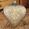 Romantic Heart Shape Quartz Pocket Watch Bronze/Silver/Black Necklace