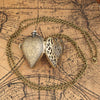 Romantic Heart Shape Quartz Pocket Watch Bronze/Silver/Black Necklace